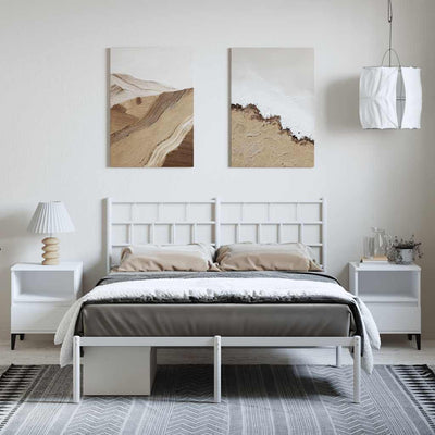 Metal Bed Frame without Mattress with Headboard White 135x190 cm