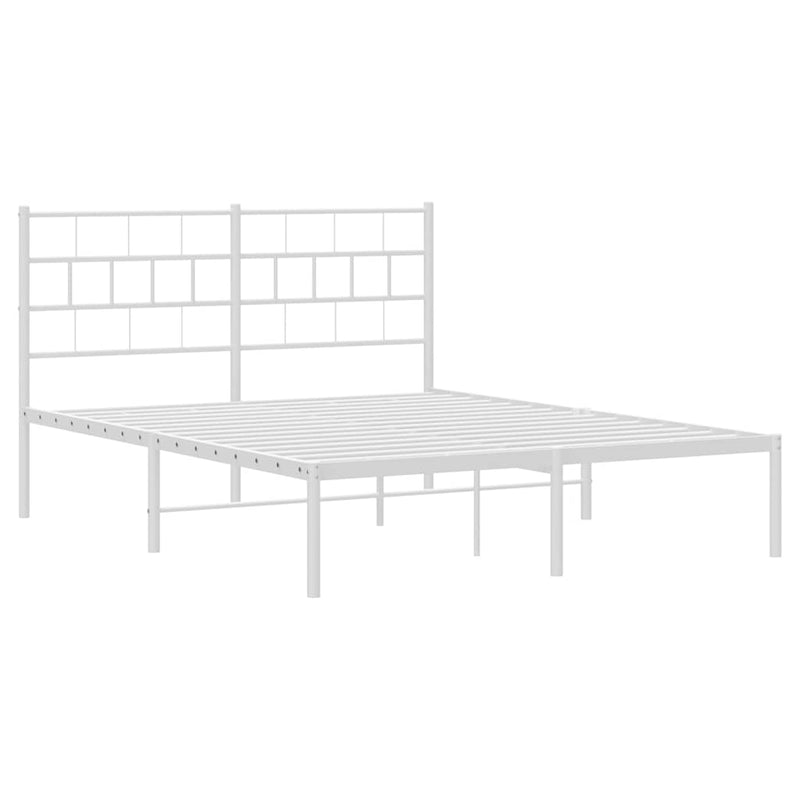 Metal Bed Frame without Mattress with Headboard White 135x190 cm