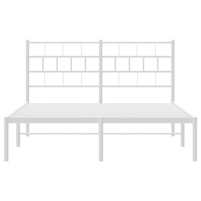 Metal Bed Frame without Mattress with Headboard White 135x190 cm