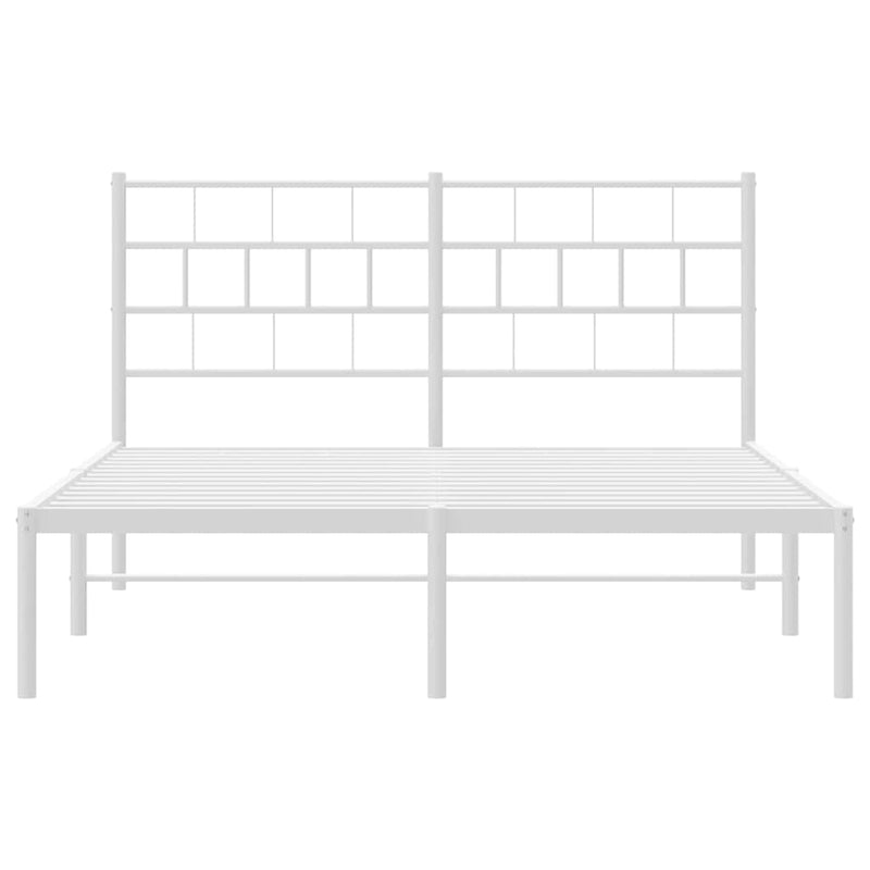 Metal Bed Frame without Mattress with Headboard White 135x190 cm