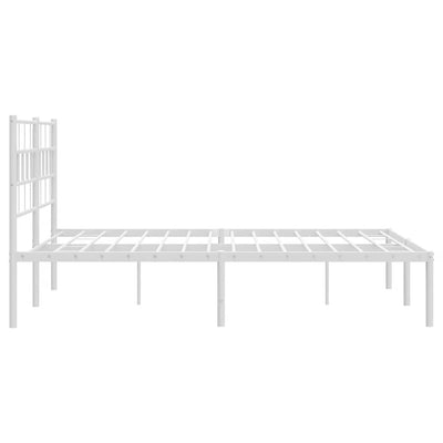 Metal Bed Frame without Mattress with Headboard White 135x190 cm