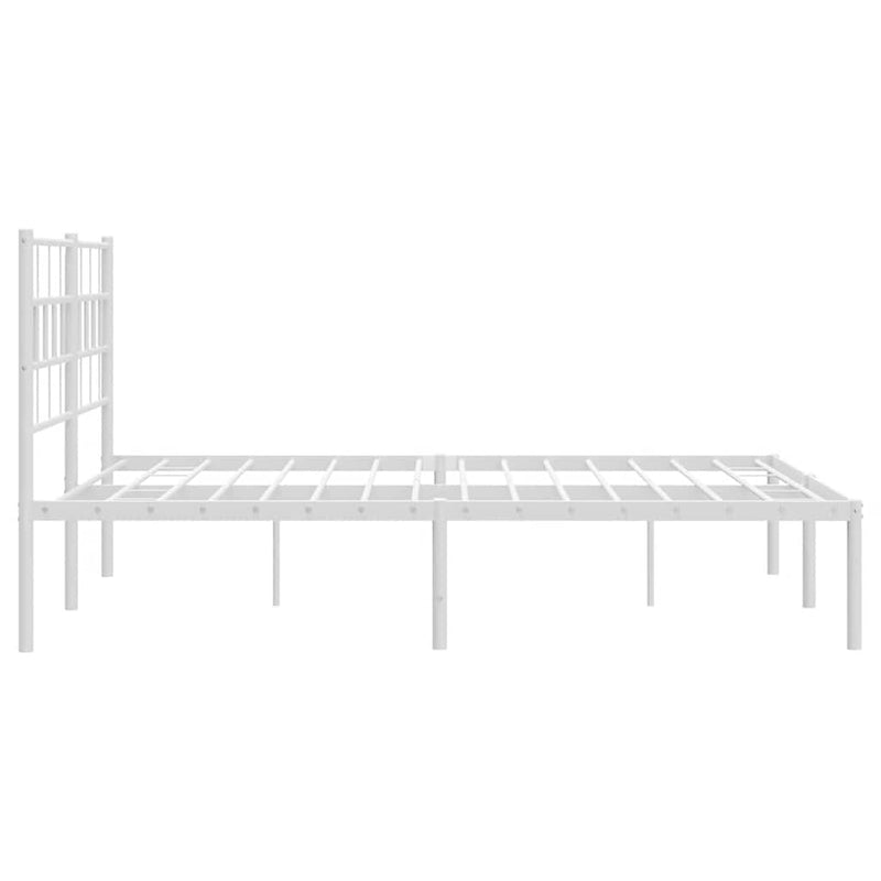 Metal Bed Frame without Mattress with Headboard White 135x190 cm