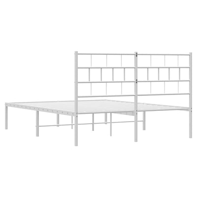 Metal Bed Frame without Mattress with Headboard White 135x190 cm