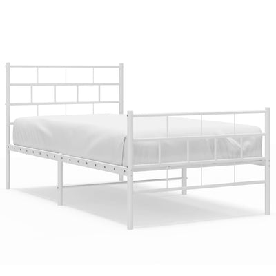 Metal Bed Frame without Mattress with Footboard White 90x190 cm