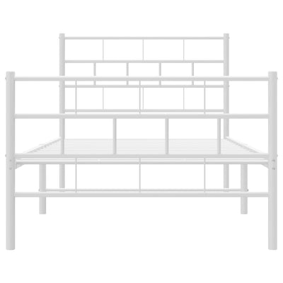 Metal Bed Frame without Mattress with Footboard White 90x190 cm