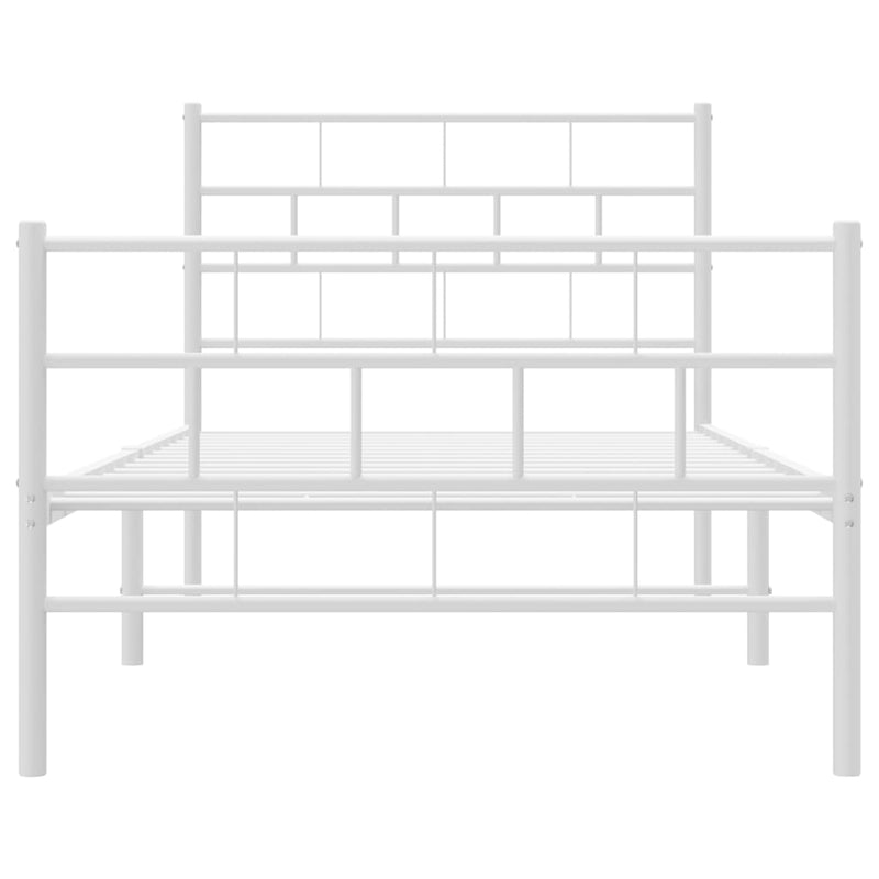 Metal Bed Frame without Mattress with Footboard White 90x190 cm