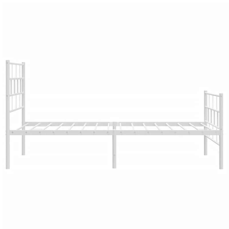 Metal Bed Frame without Mattress with Footboard White 90x190 cm