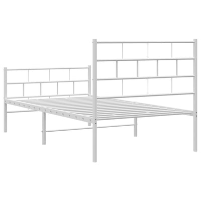 Metal Bed Frame without Mattress with Footboard White 90x190 cm