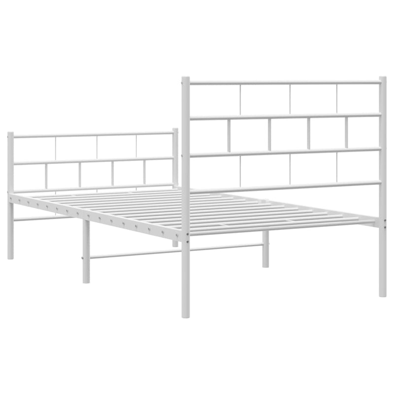 Metal Bed Frame without Mattress with Footboard White 90x190 cm