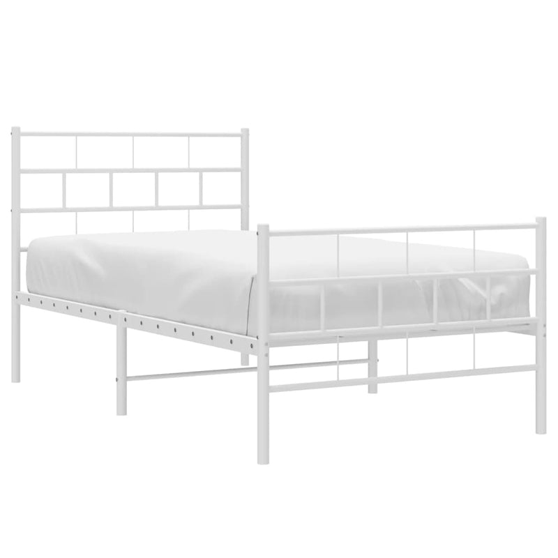 Metal Bed Frame without Mattress with Footboard White 107x203 cm King Single