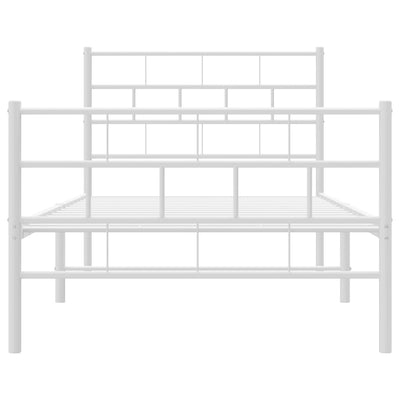 Metal Bed Frame without Mattress with Footboard White 107x203 cm King Single