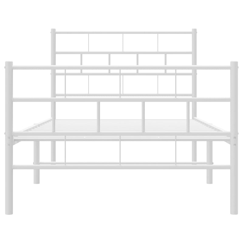 Metal Bed Frame without Mattress with Footboard White 107x203 cm King Single