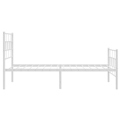 Metal Bed Frame without Mattress with Footboard White 107x203 cm King Single