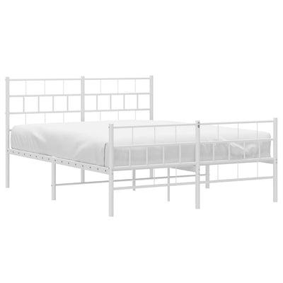 Metal Bed Frame without Mattress with Footboard White 150x200 cm