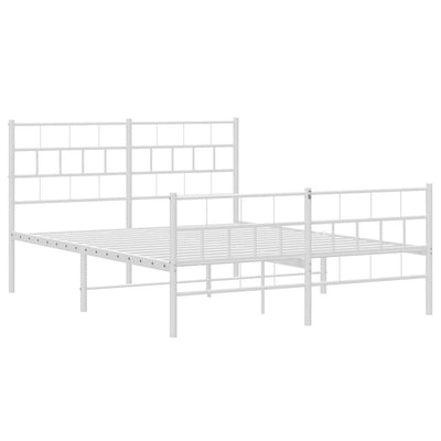 Metal Bed Frame without Mattress with Footboard White 150x200 cm