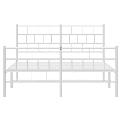 Metal Bed Frame without Mattress with Footboard White 150x200 cm