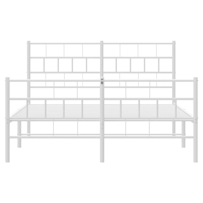 Metal Bed Frame without Mattress with Footboard White 150x200 cm