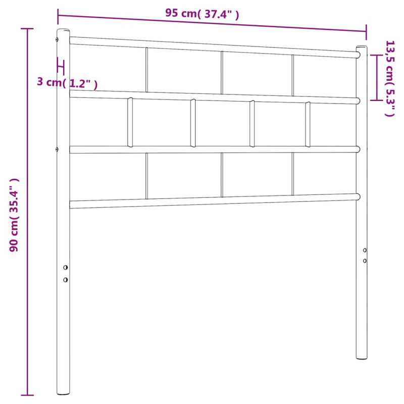 Metal Headboard White 90 cm