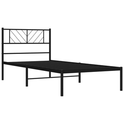 Metal Bed Frame without Mattress with Headboard Black 107x203 cm King Single