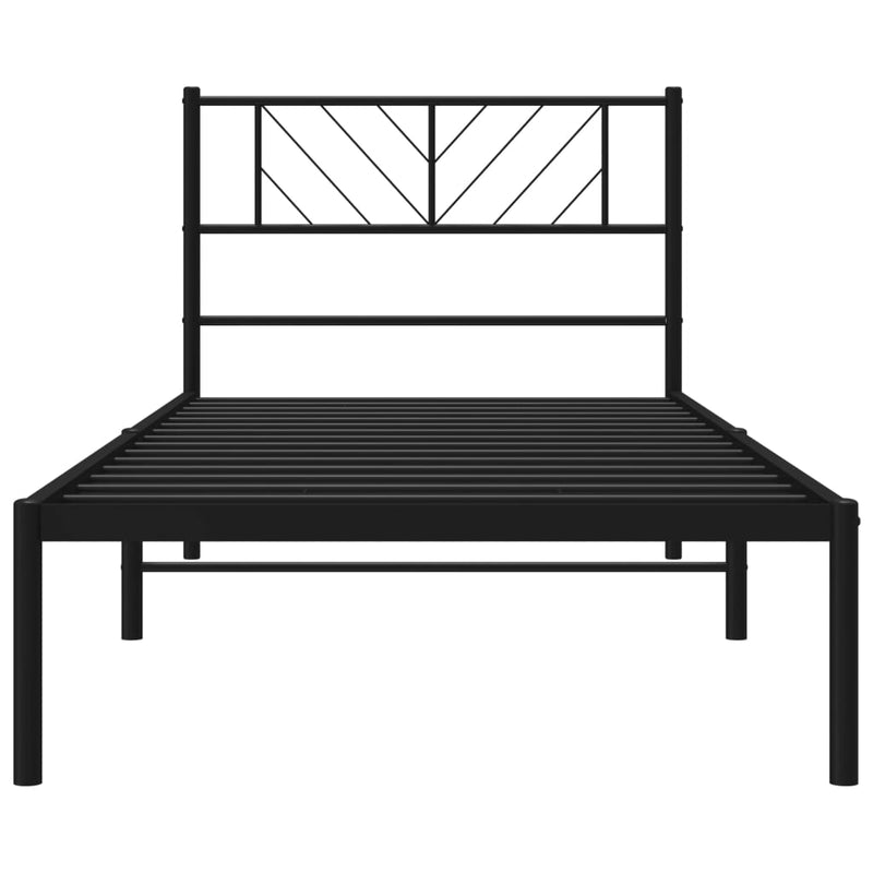 Metal Bed Frame without Mattress with Headboard Black 107x203 cm King Single