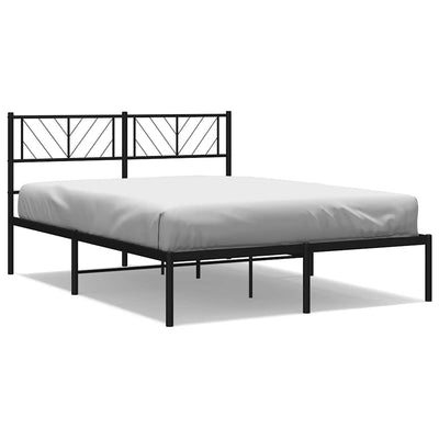 Metal Bed Frame without Mattress with Headboard Black 135x190 cm