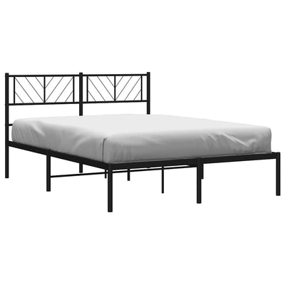 Metal Bed Frame without Mattress with Headboard Black 135x190 cm