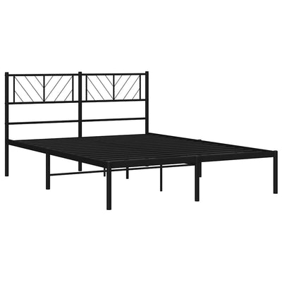 Metal Bed Frame without Mattress with Headboard Black 135x190 cm