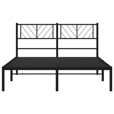 Metal Bed Frame without Mattress with Headboard Black 135x190 cm