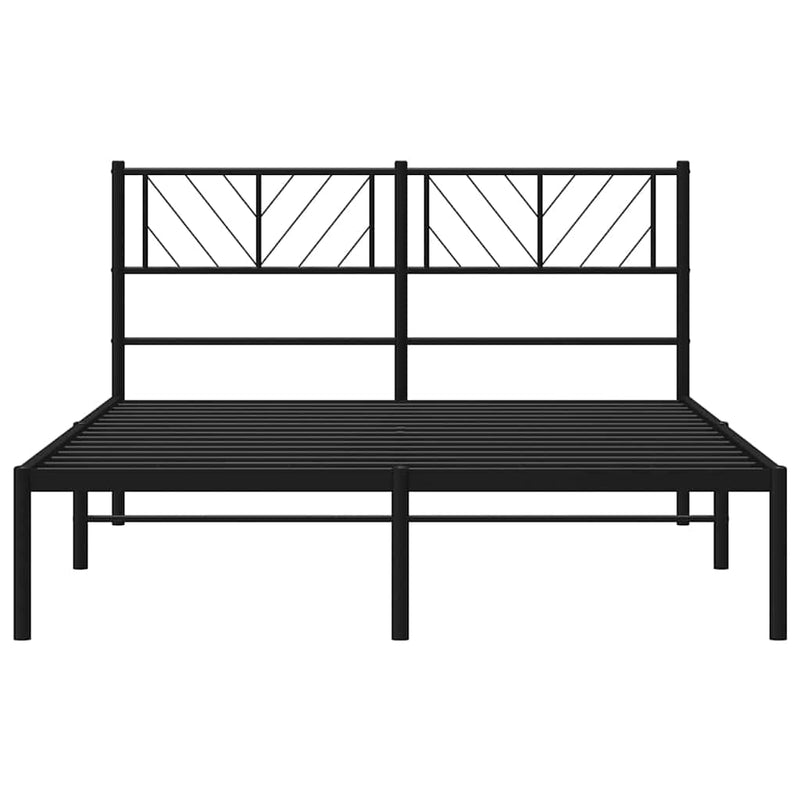 Metal Bed Frame without Mattress with Headboard Black 135x190 cm