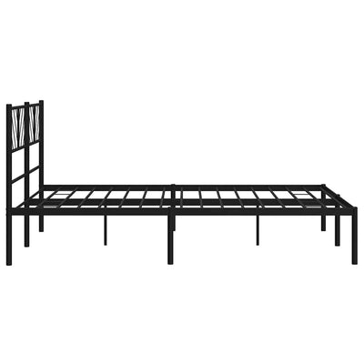 Metal Bed Frame without Mattress with Headboard Black 135x190 cm