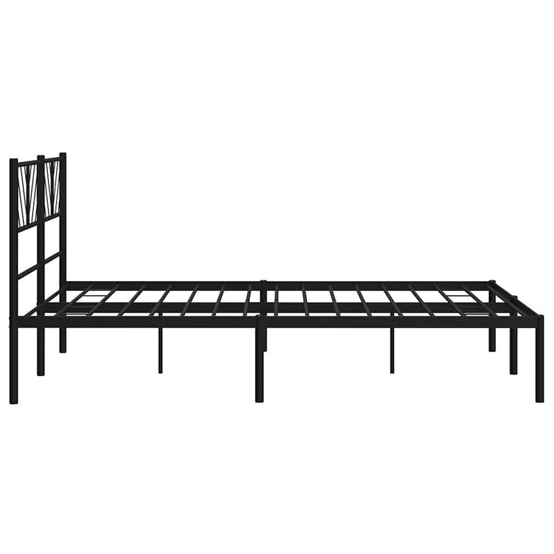 Metal Bed Frame without Mattress with Headboard Black 135x190 cm