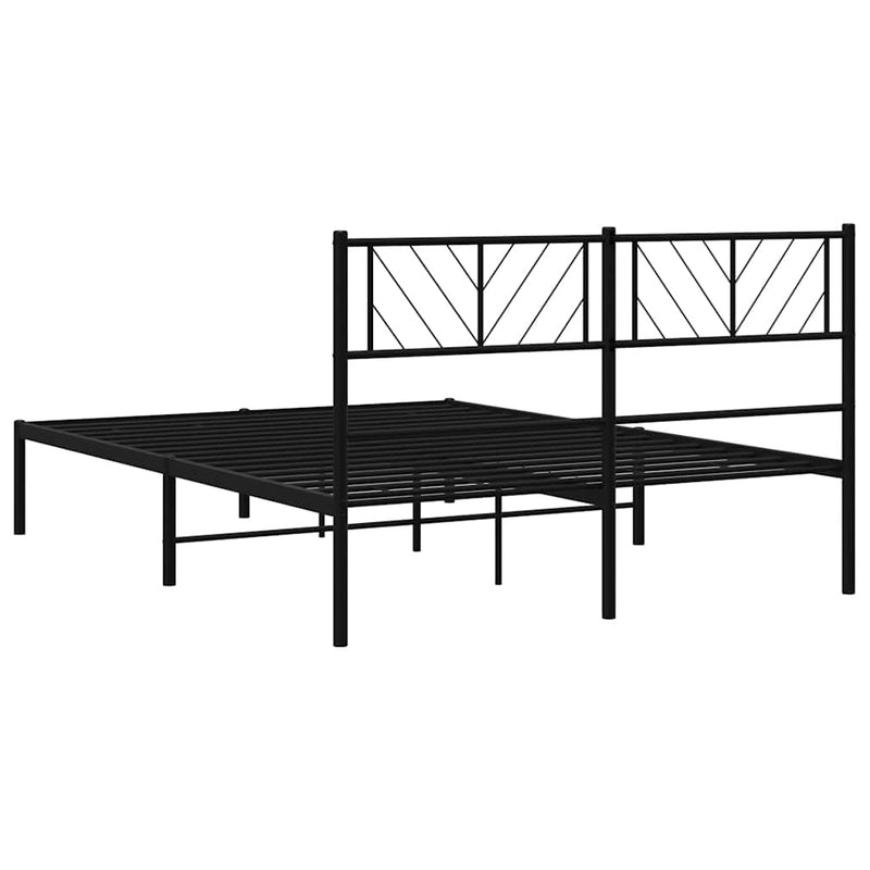 Metal Bed Frame without Mattress with Headboard Black 135x190 cm