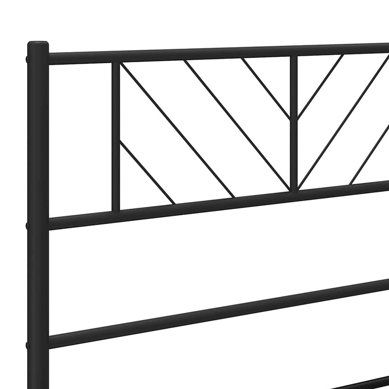 Metal Bed Frame without Mattress with Headboard Black 135x190 cm