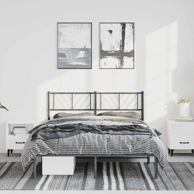 Metal Bed Frame without Mattress with Headboard Black 135x190 cm