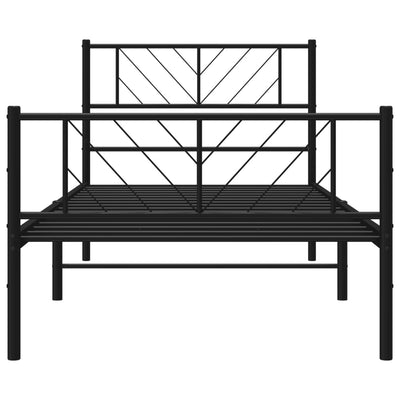 Metal Bed Frame without Mattress with Footboard Black 90x190 cm