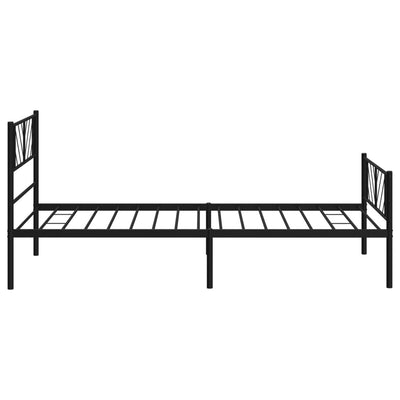 Metal Bed Frame without Mattress with Footboard Black 90x190 cm