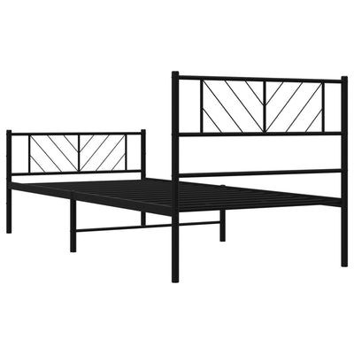 Metal Bed Frame without Mattress with Footboard Black 90x190 cm