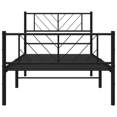 Metal Bed Frame without Mattress with Footboard Black 107x203 cm King Single