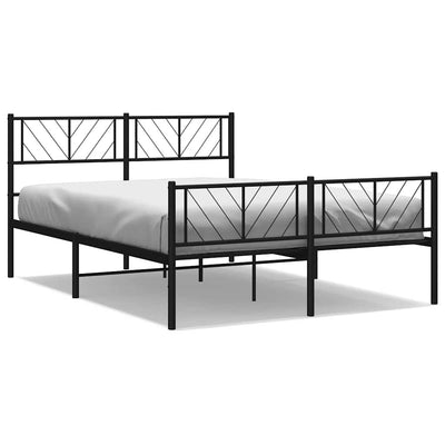 Metal Bed Frame without Mattress with Footboard Black 150x200 cm