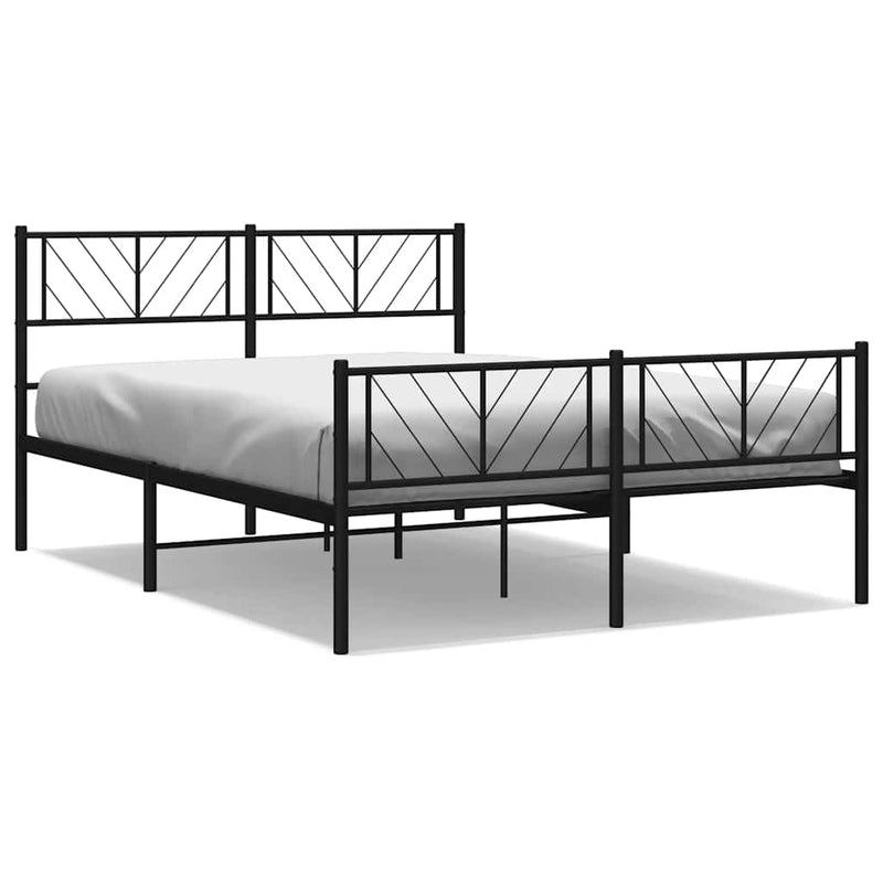 Metal Bed Frame without Mattress with Footboard Black 150x200 cm