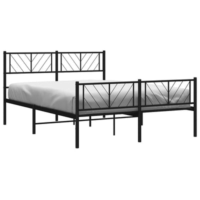 Metal Bed Frame without Mattress with Footboard Black 150x200 cm