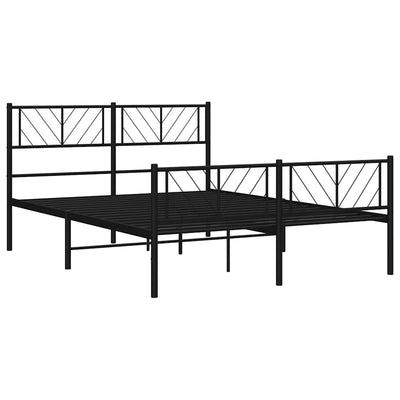 Metal Bed Frame without Mattress with Footboard Black 150x200 cm