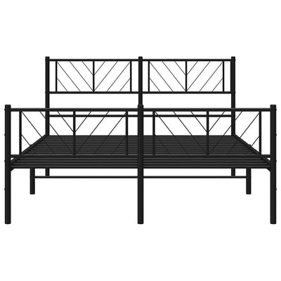 Metal Bed Frame without Mattress with Footboard Black 150x200 cm