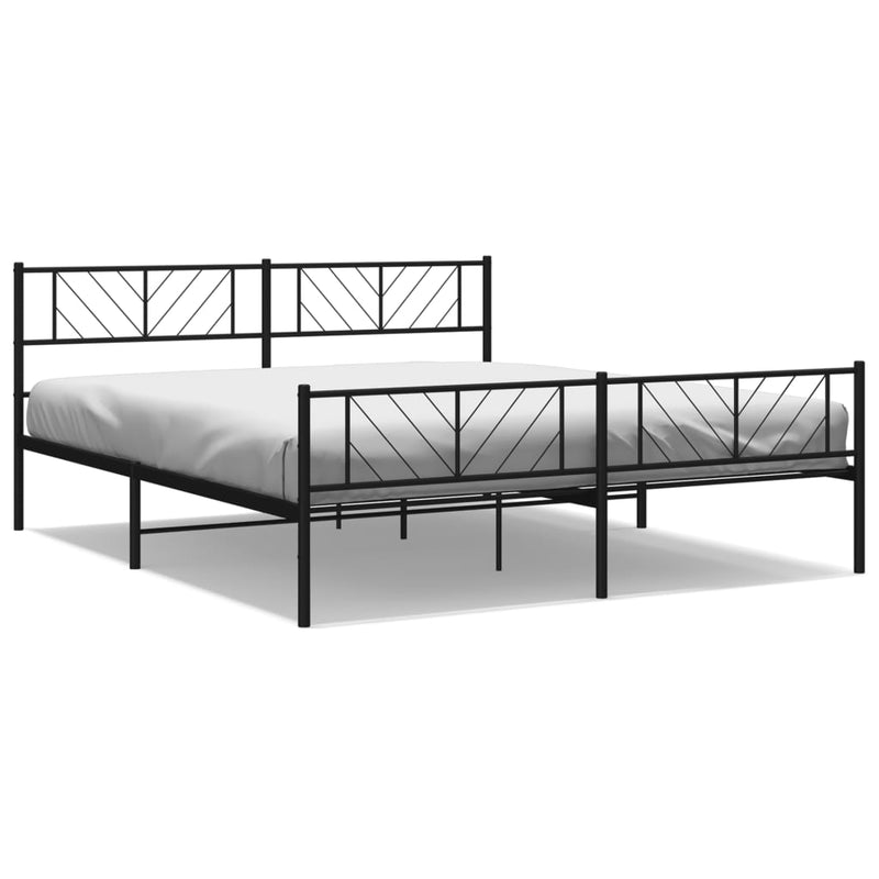 Metal Bed Frame without Mattress with Footboard Black 183x203 cm King