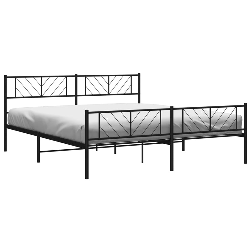 Metal Bed Frame without Mattress with Footboard Black 183x203 cm King