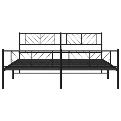 Metal Bed Frame without Mattress with Footboard Black 183x203 cm King