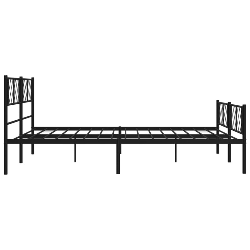 Metal Bed Frame without Mattress with Footboard Black 183x203 cm King