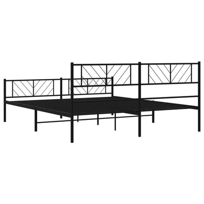 Metal Bed Frame without Mattress with Footboard Black 183x203 cm King