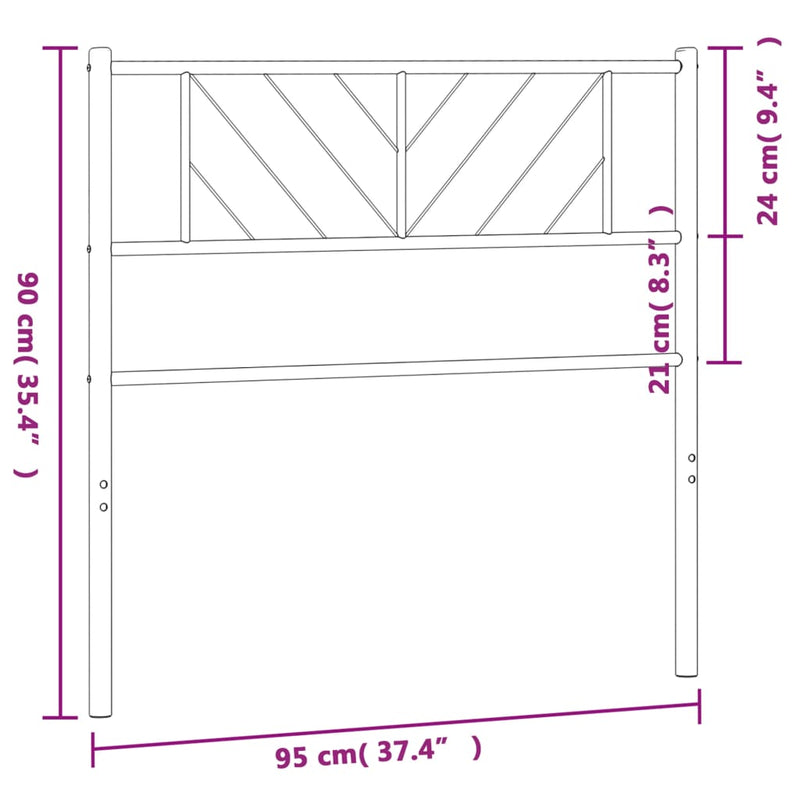 Metal Headboard Black 90 cm