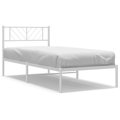 Metal Bed Frame without Mattress with Headboard White 90x190 cm